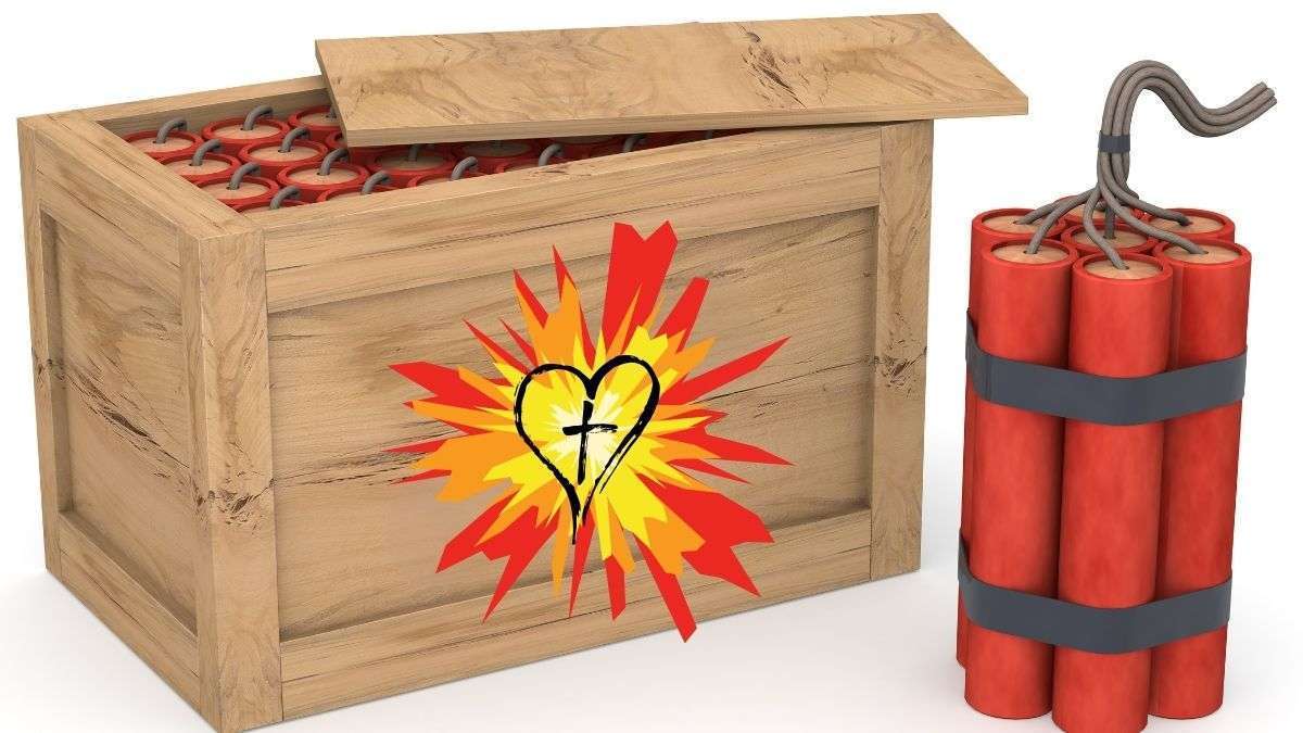 fellowship with the Holy Spirit - a wooden box with a red dynamite stick and a heart