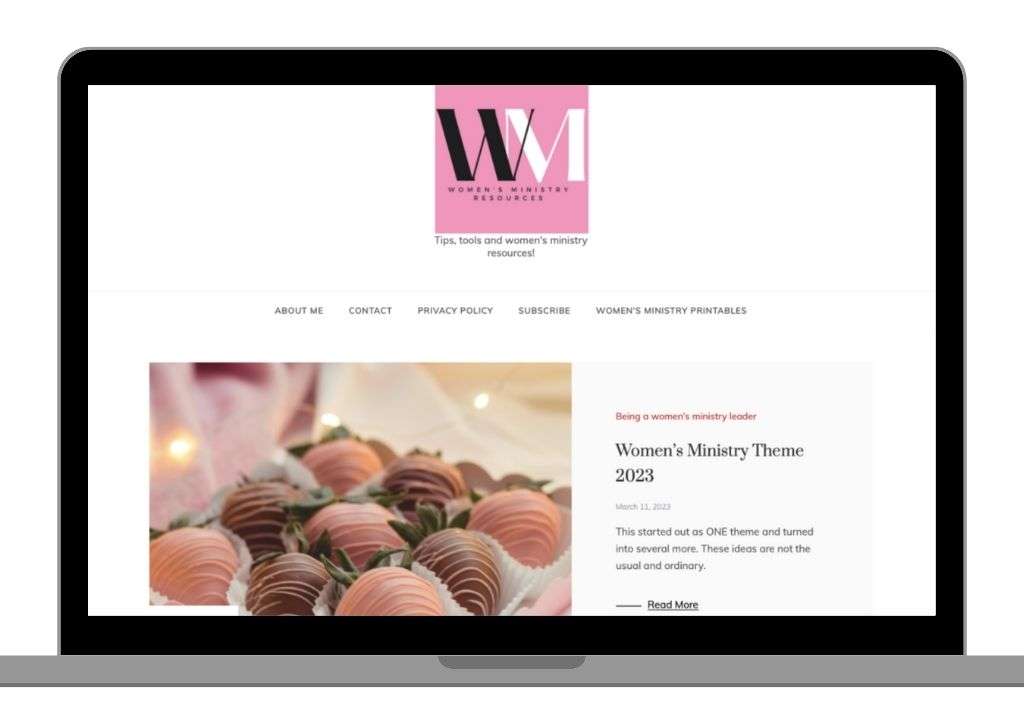 a laptop with a website on the screen - Womens Ministry website!