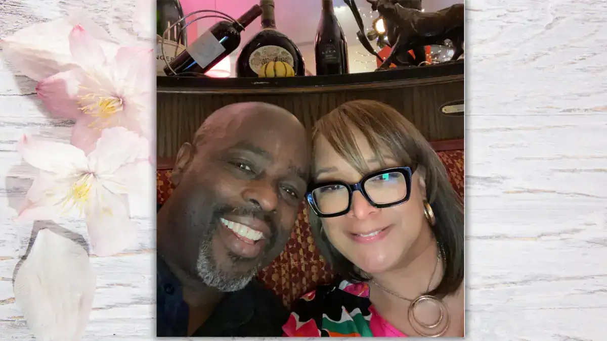 couple posing after asking questions for anniversary